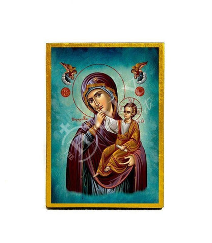 Virgin Mary icon Panagia Paramythia, Handmade Greek Orthodox Icon, Mother of God Byzantine art, Theotokos wall hanging wood plaque gift - TheHolyArt