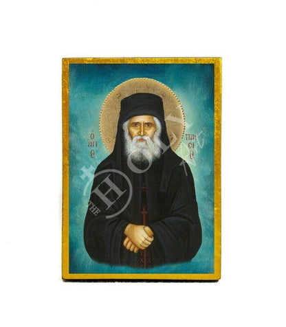 Saint Paisios of Mount Athos icon, Handmade Greek Orthodox icon St Paisios, Byzantine art wall hanging on wood plaque, religious home decor - TheHolyArt