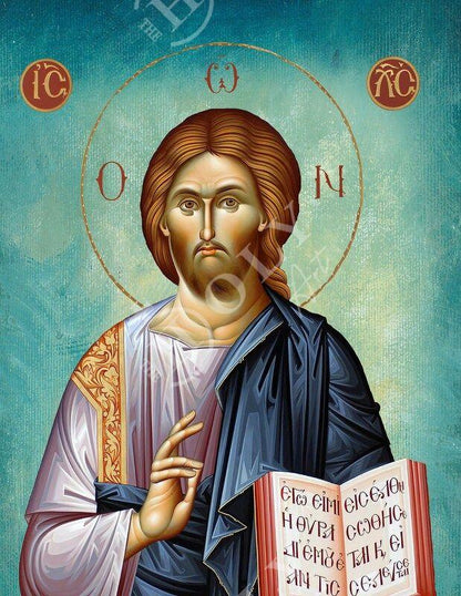 Jesus Christ icon, Handmade Greek Orthodox icon of our Lord, Byzantine art wall hanging on wood plaque, religious icon home decor - TheHolyArt