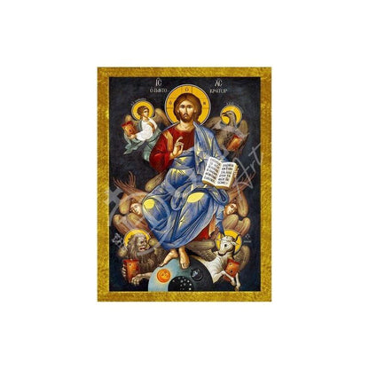 Jesus Christ icon, Handmade Greek Orthodox icon of our Lord w Apostles, Byzantine art wall hanging on wood plaque, religious icon home decor - TheHolyArt