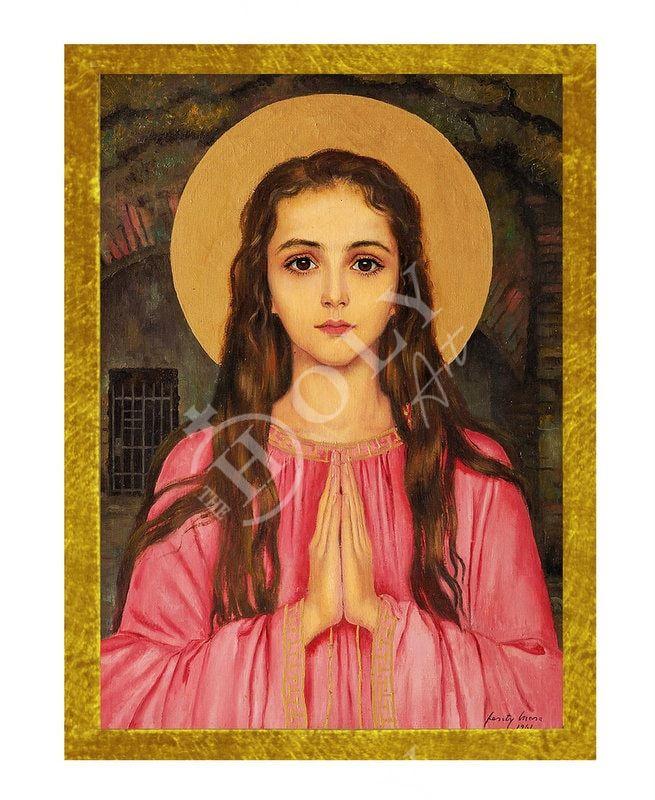 Saint Philomena icon, Handmade Greek Catholic Orthodox icon of St Philomena of Corfu, Byzantine art wall hanging, religious gift