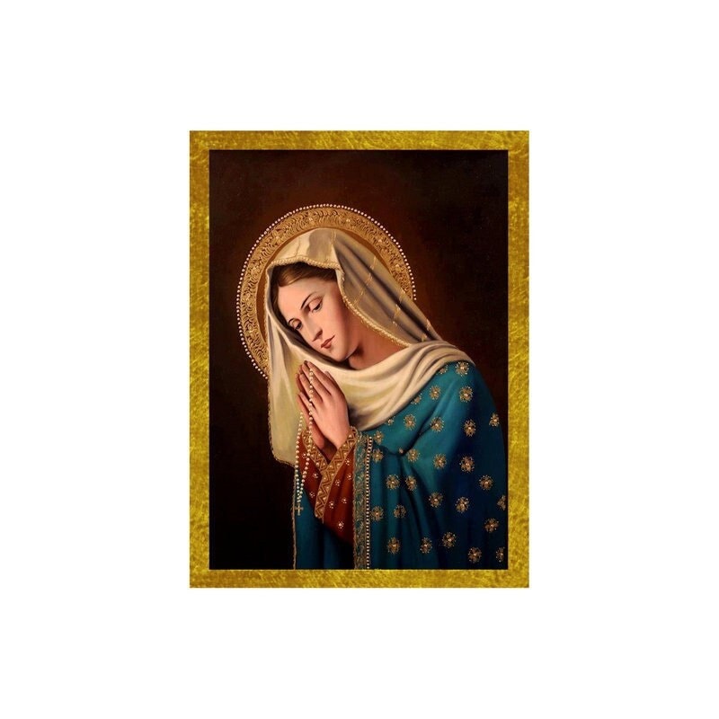 Virgin Mary icon Panagia, Handmade Greek Catholic Icon Theotokos, Mother of God Byzantine art wall hanging wood plaque icon, religious decor