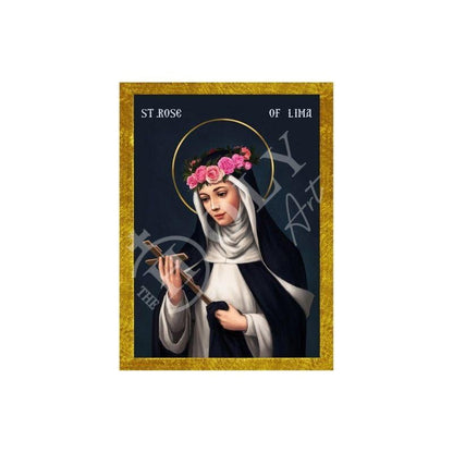 Saint Rose of Lima icon, Handmade Greek Catholic Orthodox icon of St Rose of Lima, Byzantine art wall hanging wood plaque religious decor - TheHolyArt