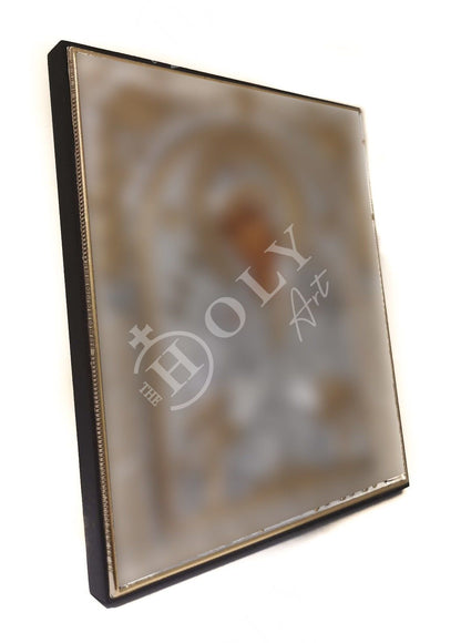 Jesus Christ icon, Handmade Silver 999 Greek Orthodox icon of Our Lord, Byzantine art wall hanging on wood plaque religious icon decor gift (1) - TheHolyArt