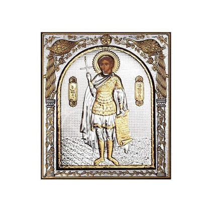 Saint Phanourios icon, Handmade Silver 999 Greek Orthodox icon St Fanourios, Byzantine art wall hanging on wood plaque religious icon gift - TheHolyArt