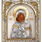 Virgin Mary icon Panagia of Vladimir, Handmade Silver 999 Greek Orthodox icon, Byzantine art wall hanging on wood plaque religious icon