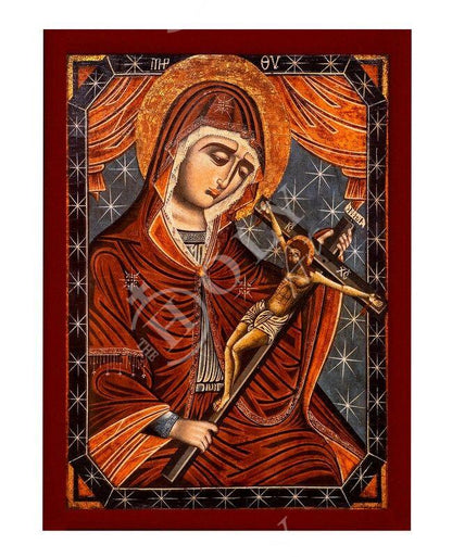 Virgin Mary icon Panagia Trenousa, Handmade Greek Orthodox Icon, Mother of God Byzantine art, Theotokos wall hanging wood plaque gift - TheHolyArt
