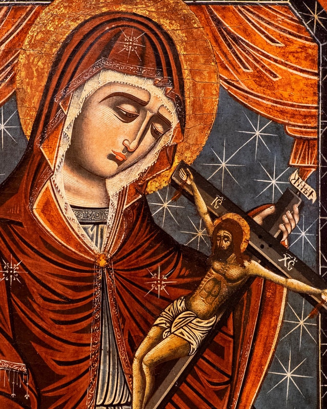 Virgin Mary icon Panagia Trenousa, Handmade Greek Orthodox Icon, Mother of God Byzantine art, Theotokos wall hanging wood plaque gift
