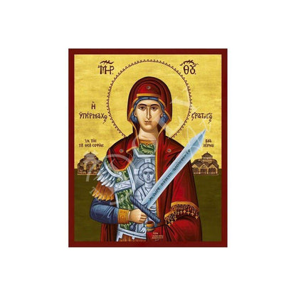Virgin Mary icon Panagia General Ypermachos , Handmade Greek Orthodox Icon, Byzantine art Theotokos wall hanging wood plaque religious gift - TheHolyArt
