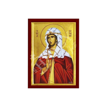 Saint Kyriaki icon, Handmade Greek Orthodox icon St Kyriaci the Great Martyr, Byzantine art wall hanging wood plaque icon, religious gift - TheHolyArt