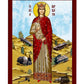 Saint Barbara icon, Handmade Greek Orthodox icon of St Barbara Protector of Artillery Byzantine art wall hanging wood plaque, religious gift