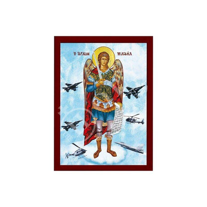 Archangel Michael icon, Handmade Greek Orthodox icon St Michael Protector of Air Force Byzantine art wall hanging wood plaque religious icon - TheHolyArt