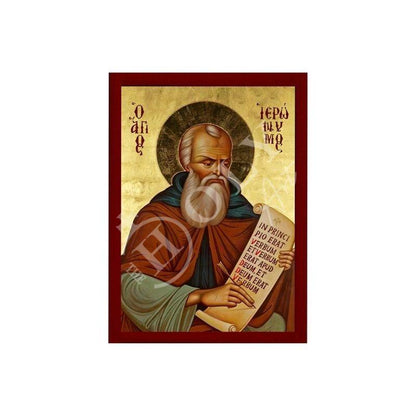Saint Jerome icon, Handmade Greek Orthodox icon St Hieronymus, Byzantine art wall hanging wood plaque, religious gift home decor - TheHolyArt