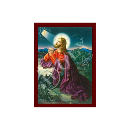 Jesus Christ icon praying in Gethsemane, Handmade Greek Orthodox icon Byzantine art wall hanging on wood plaque, religious icon home decor - TheHolyArt