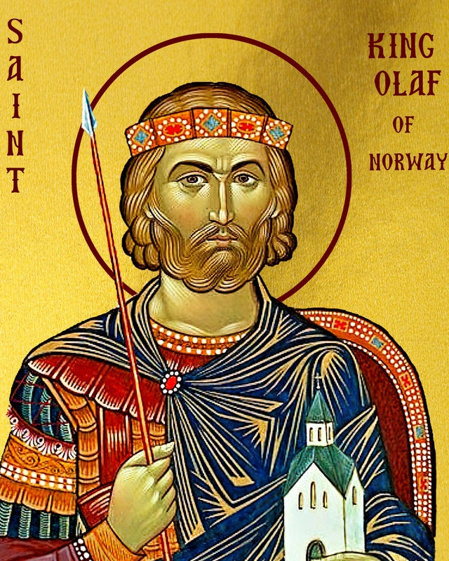 Saint King Olaf icon, Handmade Greek Orthodox icon St King Olaf II of Norway Byzantine art wall hanging on wood plaque icon, religious decor
