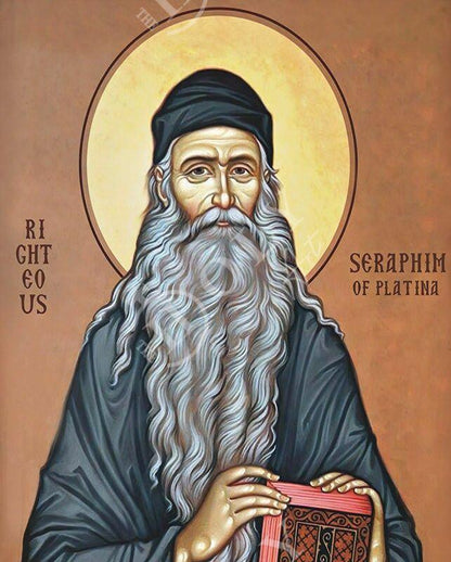 Hieromonk Seraphim of Platina icon, Handmade Greek Orthodox icon Seraphim Rose Byzantine art wall hanging wood plaque icon religious decor - TheHolyArt