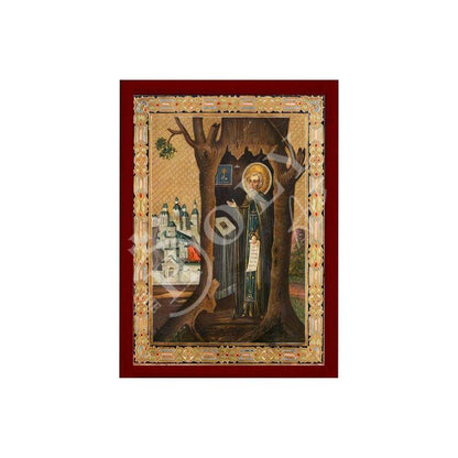 Saint Tikhon icon, Handmade Greek Orthodox icon St Tichon of Moscow, Byzantine art wall hanging on wood plaque icon, religious decor - TheHolyArt