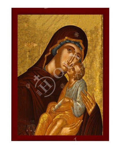 Virgin Mary icon Panagia Glykophilousa, Handmade Greek Orthodox Icon, Mother of God Byzantine art, Theotokos wall hanging wood plaque - TheHolyArt