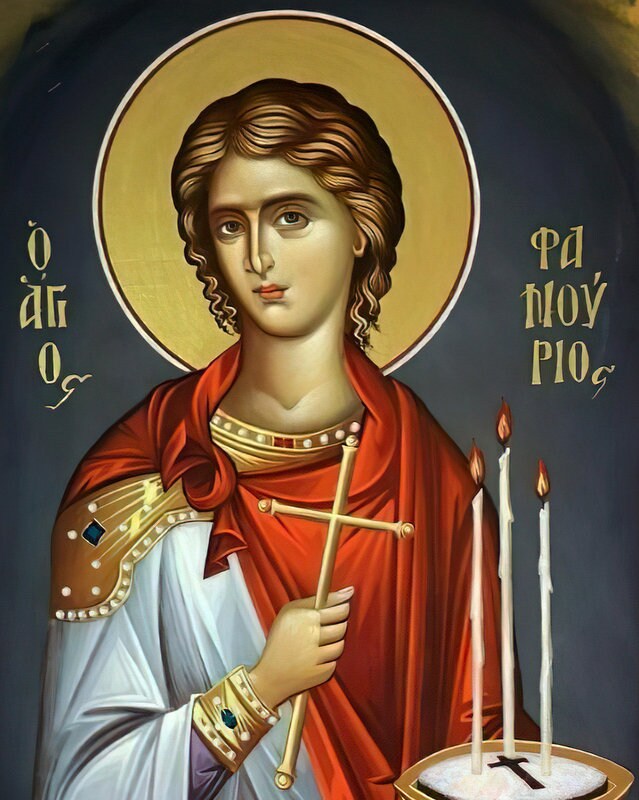 Saint Phanourios icon, Handmade Greek Orthodox icon St Fanourios Newly-Manifest, Byzantine art wall hanging wood plaque icon, religious gift