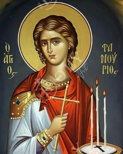 Saint Phanourios icon, Handmade Greek Orthodox icon St Fanourios Newly-Manifest, Byzantine art wall hanging wood plaque icon, religious gift - TheHolyArt