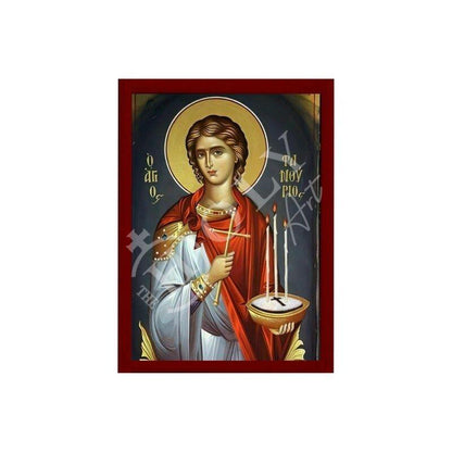 Saint Phanourios icon, Handmade Greek Orthodox icon St Fanourios Newly-Manifest, Byzantine art wall hanging wood plaque icon, religious gift - TheHolyArt