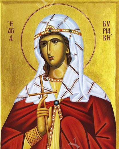 Saint Kyriaki icon, Handmade Greek Orthodox icon St Kyriaci the Great Martyr, Byzantine art wall hanging wood plaque icon, religious gift - TheHolyArt
