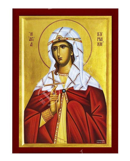 Saint Kyriaki icon, Handmade Greek Orthodox icon St Kyriaci the Great Martyr, Byzantine art wall hanging wood plaque icon, religious gift - TheHolyArt