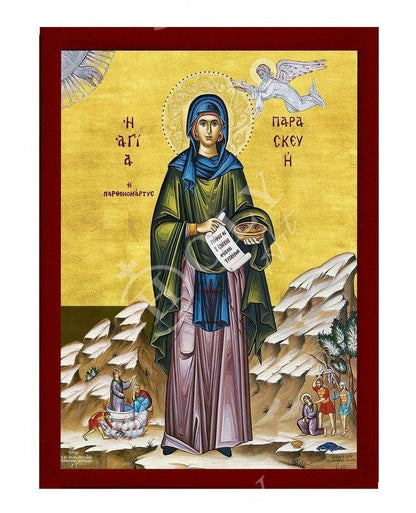 Saint Paraskevi icon, Handmade Greek Orthodox icon of St Paraskevi of Rome, Byzantine art wall hanging icon plaque, religious decor gift - TheHolyArt