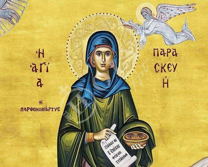 Saint Paraskevi icon, Handmade Greek Orthodox icon of St Paraskevi of Rome, Byzantine art wall hanging icon plaque, religious decor gift - TheHolyArt