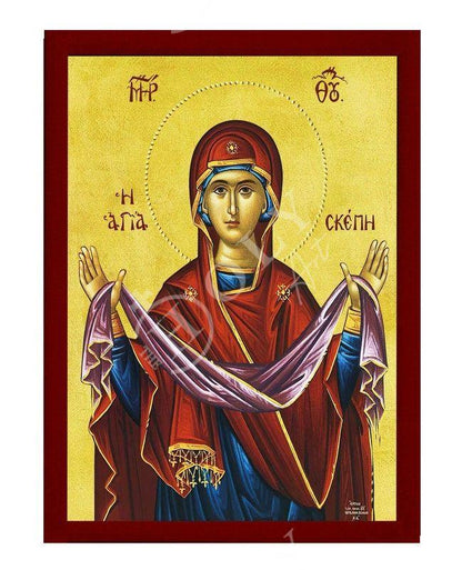 Cincture of the Theotokos icon, Virgin Mary icon Holy Belt, Handmade Greek Orthodox Icon Holy Girdle, Byzantine art wall hanging wood plaque(2) - TheHolyArt