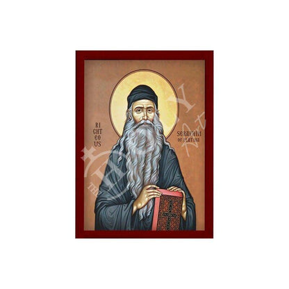 Hieromonk Seraphim of Platina icon, Handmade Greek Orthodox icon Seraphim Rose Byzantine art wall hanging wood plaque icon religious decor - TheHolyArt