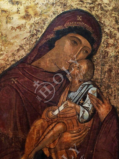 Virgin Mary icon Panagia Glykophilousa Greek Christian Orthodox Icon Mother of God Byzantine art Theotokos handmade wall hanging wood plaque - TheHolyArt
