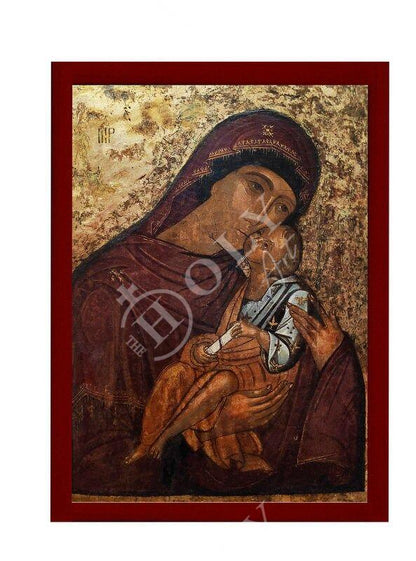 Virgin Mary icon Panagia Glykophilousa Greek Christian Orthodox Icon Mother of God Byzantine art Theotokos handmade wall hanging wood plaque - TheHolyArt
