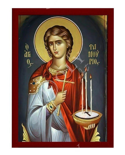 Saint Phanourios icon, Handmade Greek Orthodox icon St Fanourios Newly-Manifest, Byzantine art wall hanging wood plaque icon, religious gift - TheHolyArt