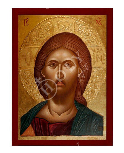 Jesus Christ icon, Handmade Greek Orthodox icon of our Lord, Byzantine art wall hanging on wood plaque, religious icon home decor (2) - TheHolyArt