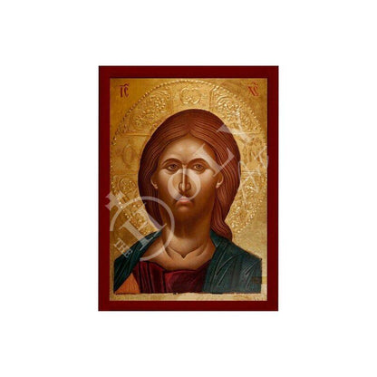 Jesus Christ icon, Handmade Greek Orthodox icon of our Lord, Byzantine art wall hanging on wood plaque, religious icon home decor (2) - TheHolyArt
