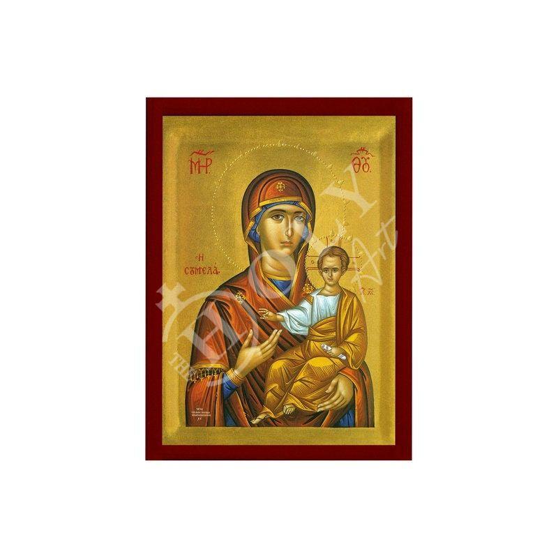 Virgin Mary icon Panagia Sumela, Greek Christian Orthodox Icon, Mother of God Byzantine art, Theotokos handmade wall hanging wood plaque