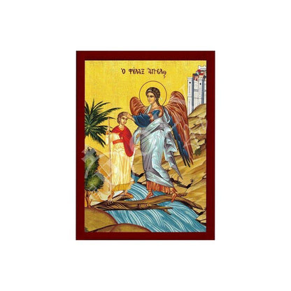 Guardian Angel icon, Handmade Greek Orthodox icon Protector Archangel, Byzantine art wall hanging on wood plaque religious icon gift - TheHolyArt