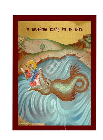 Saint Jonah icon, Handmade Greek Orthodox icon St Jonah The Prophet, Byzantine art wall hanging on wood plaque icon, religious decor gift - TheHolyArt