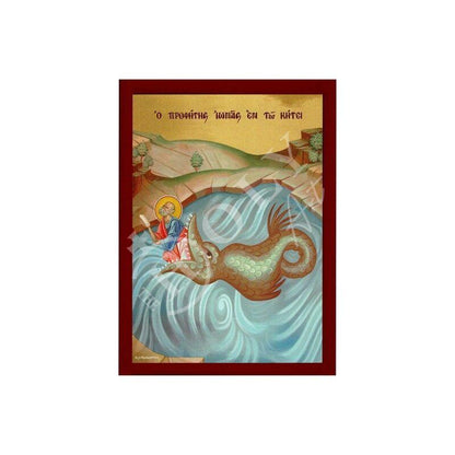 Saint Jonah icon, Handmade Greek Orthodox icon St Jonah The Prophet, Byzantine art wall hanging on wood plaque icon, religious decor gift - TheHolyArt