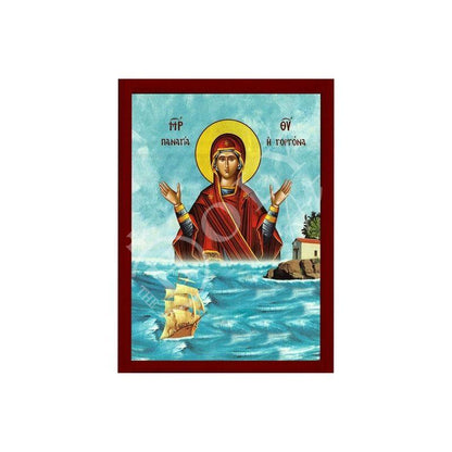 Virgin Mary icon Panagia Mermaid, Greek Christian Orthodox Icon, Mother of God Byzantine art Theotokos handmade wall hanging wood plaque - TheHolyArt