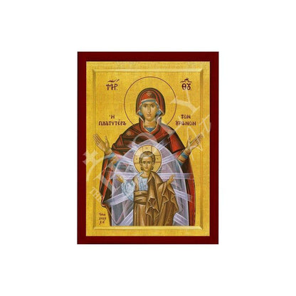 Virgin Mary icon Panagia Platytera, Handmade Greek Orthodox Icon, Mother of God Byzantine art, Theotokos wall hanging wood plaque - TheHolyArt