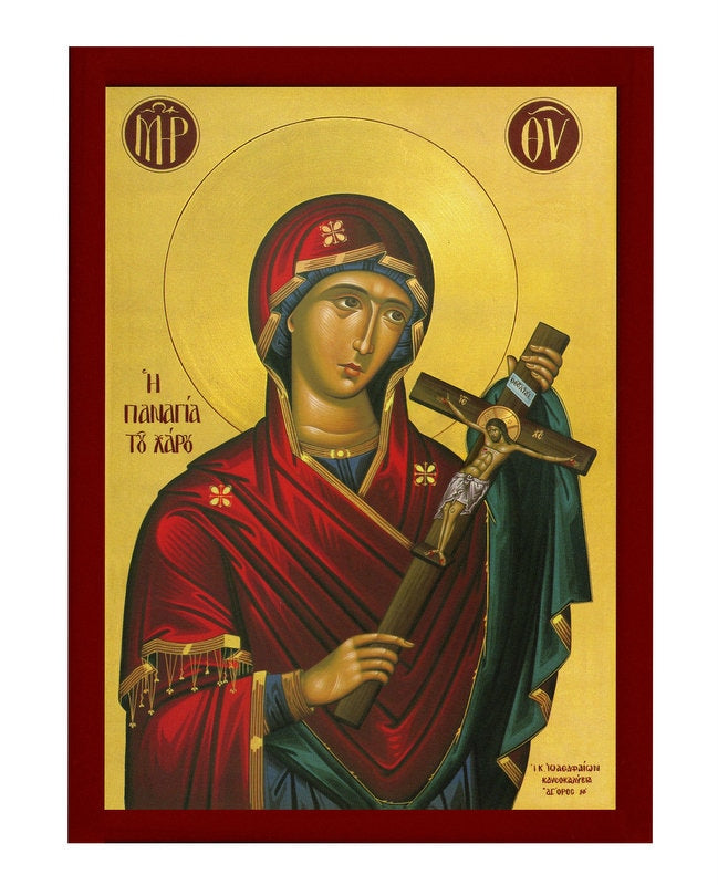 Virgin Mary of Death icon, Handmade Greek Orthodox Icon Panagia Charou, Mother of God Byzantine art, Theotokos wall hanging wood plaque
