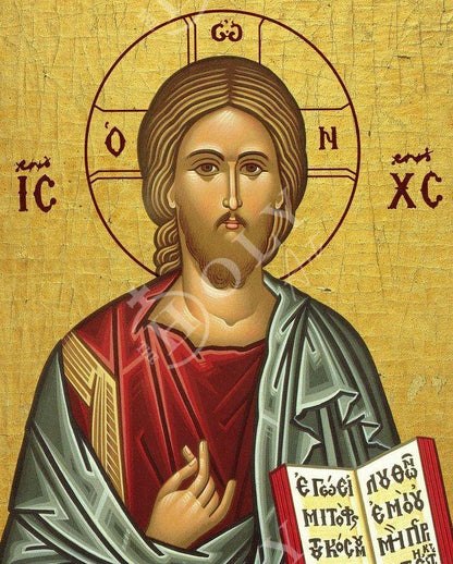 Jesus Christ icon Lifegiver, Handmade Greek Orthodox icon of our Lord, Byzantine art wall hanging on wood plaque, religious icon home decor - TheHolyArt