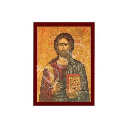 Jesus Christ icon Pantocrator, Handmade Greek Orthodox icon of our Lord, Byzantine art wall hanging on wood plaque religious icon home decor - TheHolyArt