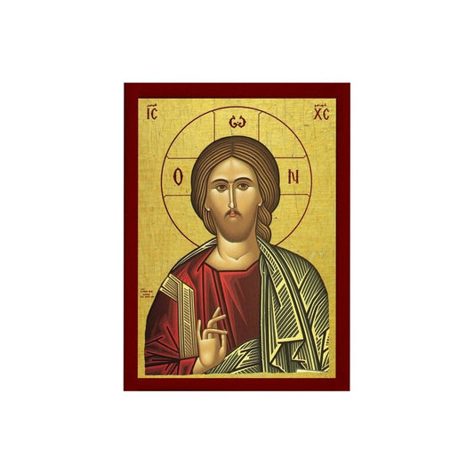 Jesus Christ icon Lifegiver, Handmade Greek Orthodox icon of our Lord, Byzantine art wall hanging on wood plaque, religious icon home decor