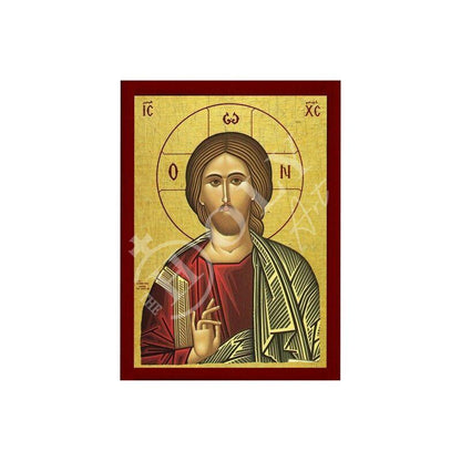 Jesus Christ icon Lifegiver, Handmade Greek Orthodox icon of our Lord, Byzantine art wall hanging on wood plaque, religious icon home decor - TheHolyArt
