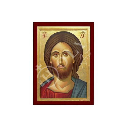 Jesus Christ icon Portrait, Handmade Greek Orthodox icon of our Lord, Byzantine art wall hanging on wood plaque, religious icon home decor - TheHolyArt