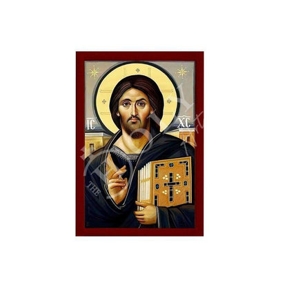 Jesus Christ icon Sina, Handmade Greek Orthodox icon of Jesus Christ Sinai, Byzantine art wall hanging on wood plaque, religious decor gift (3) - TheHolyArt