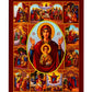 Virgin Mary icon Panagia Life events Feasts, Handmade Greek Orthodox Icon Mother of God Byzantine art Theotokos wall hanging wood plaque